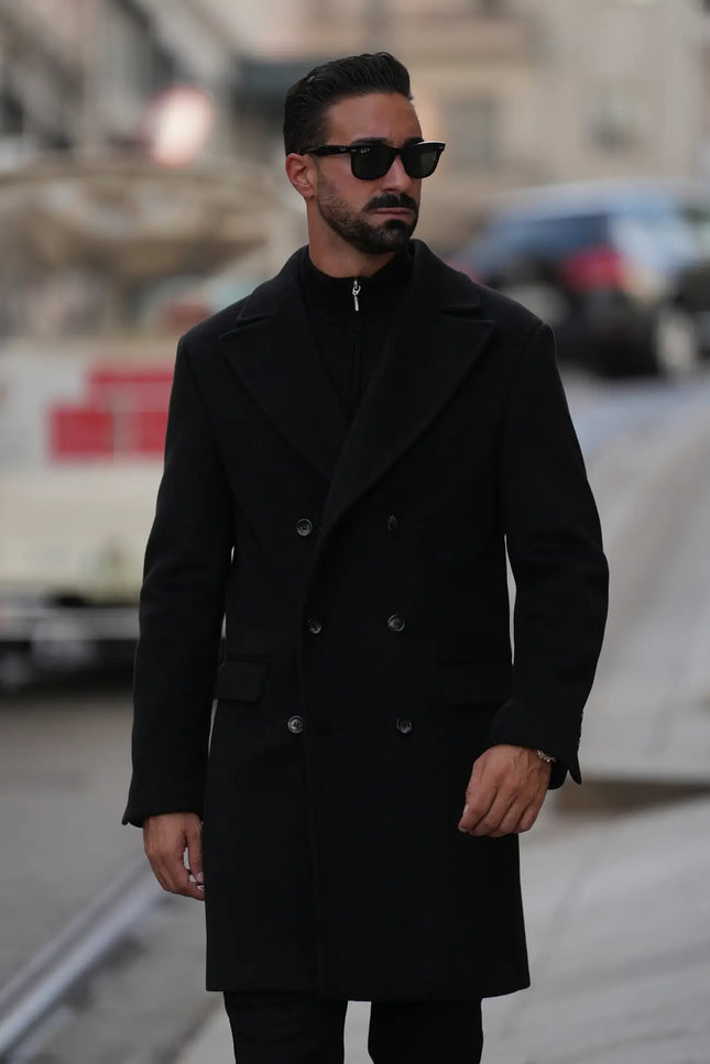 Double Breasted Overcoat Black-Clothing - Men-Donato-S-Urbanheer