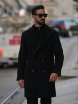 Double Breasted Overcoat Black