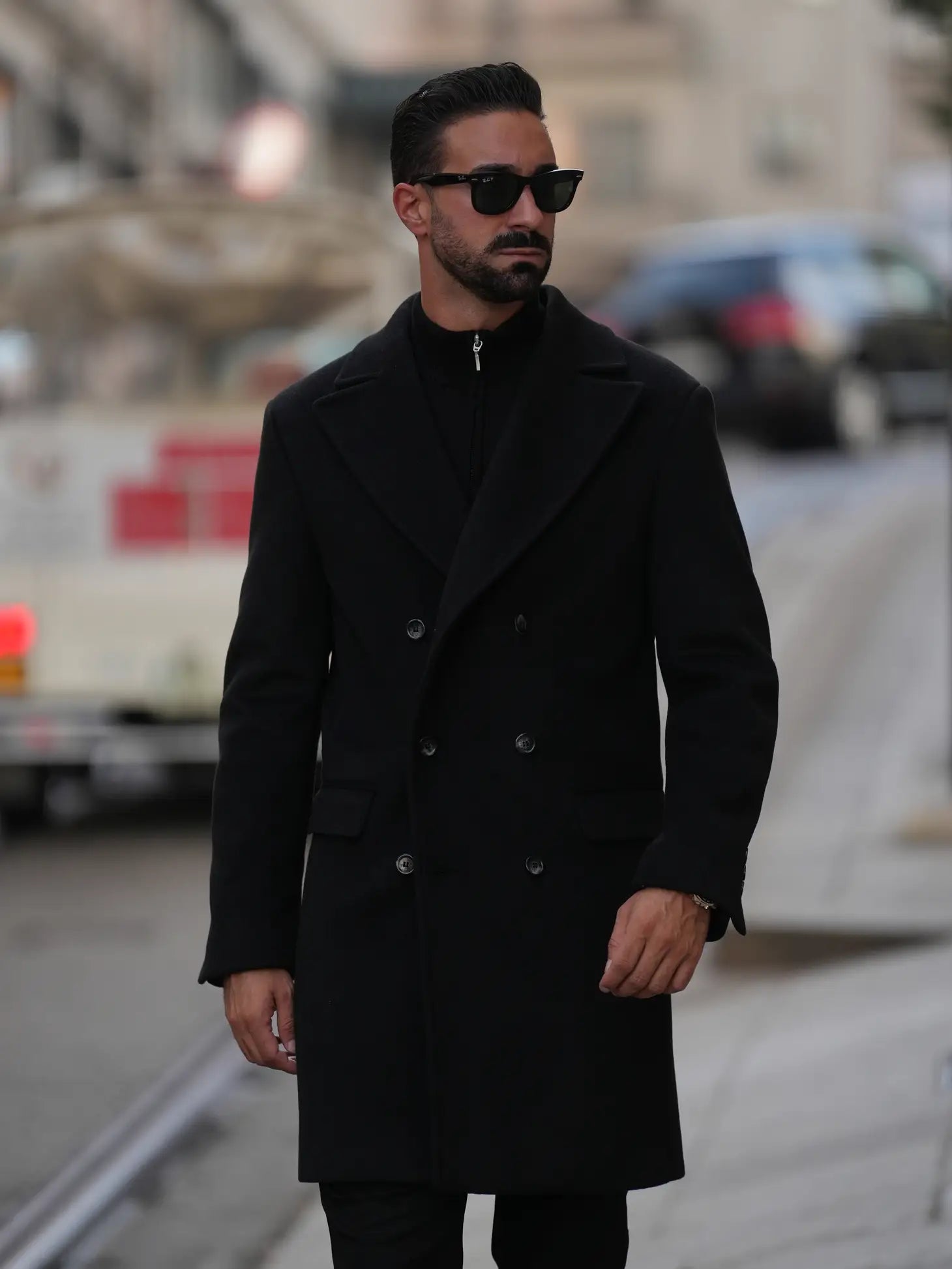Double Breasted Overcoat Black-Clothing - Men-Donato-S-Urbanheer