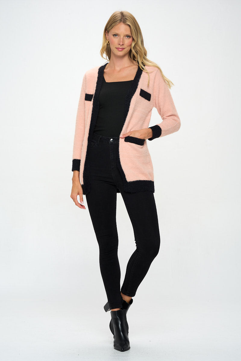 Knit Open Front Cardigan With Pockets-Renee C.-S-Urbanheer