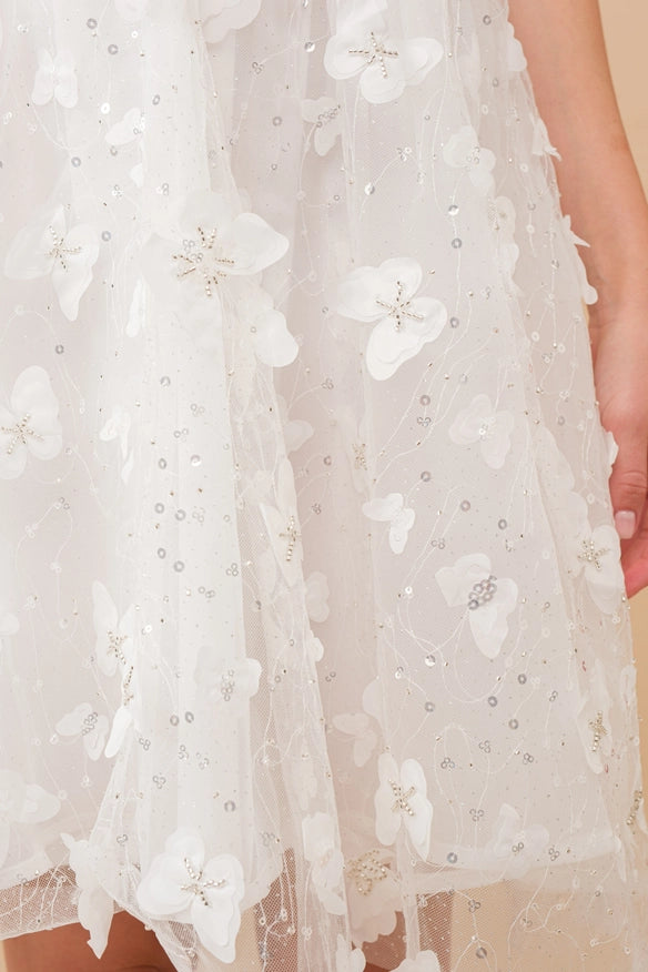 Organza Butterfly Embellished Sequin Mini Dress-Dress-Blue B-WHITE-S-Urbanheer