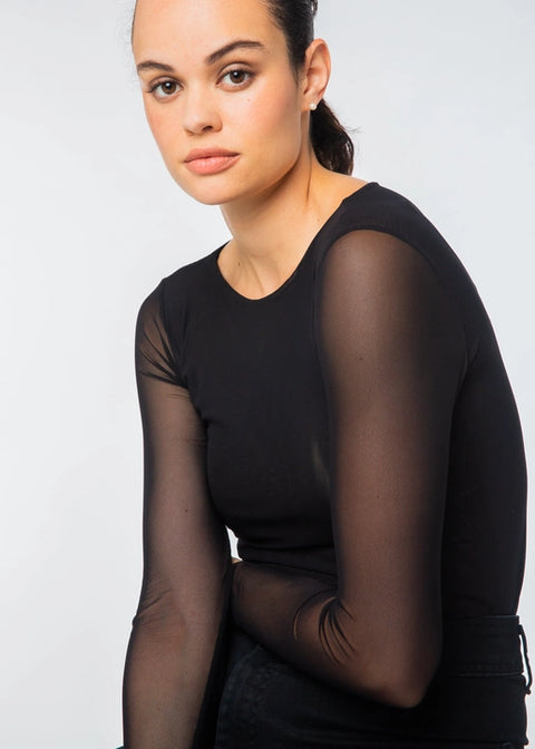 Florence Solid Double Sheer Stretch Top-AMB Designs-S/M-Black-Urbanheer