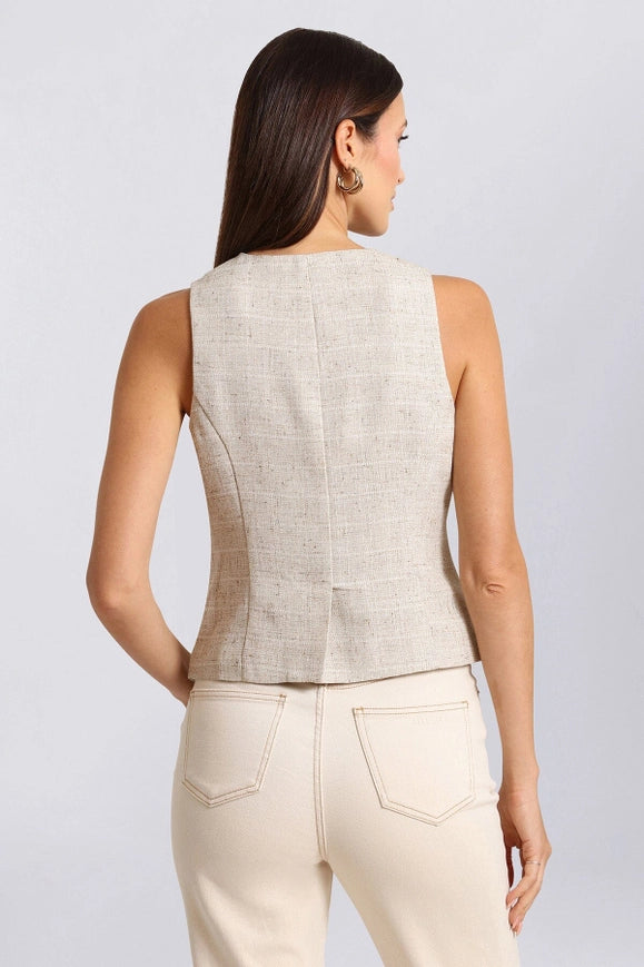 Tailored Tweed Suit Vest Tan-Suit Vest-Avec Les Filles-Urbanheer