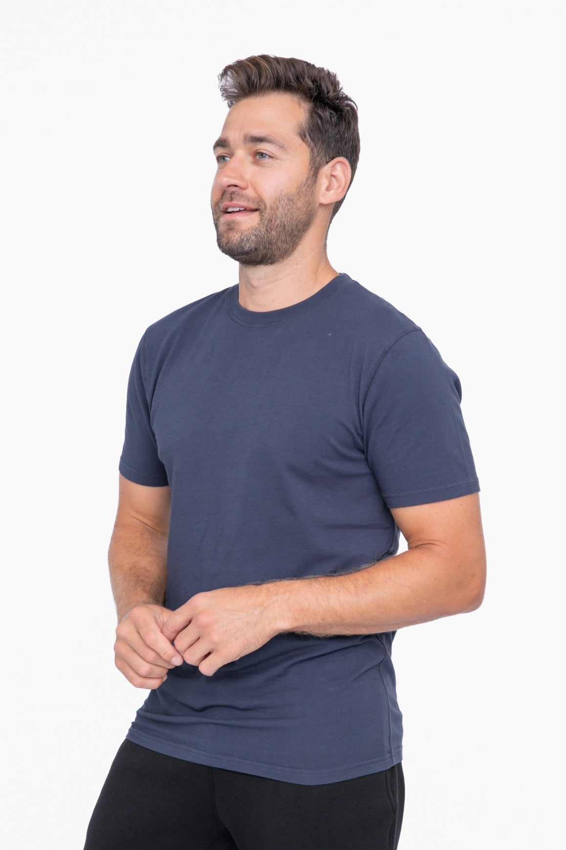 Pima Cotton Blend Short Sleeve Tee-Mono B-S-Navy-Urbanheer