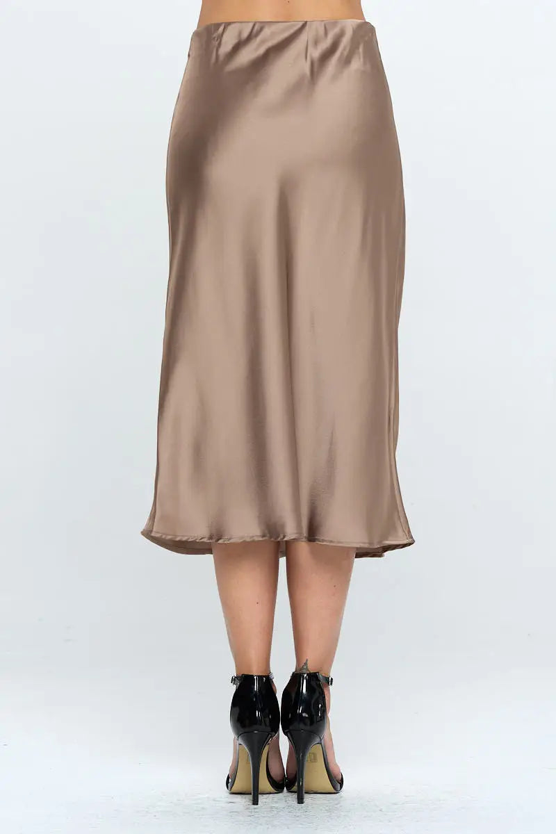 Solid Satin Midi Skirt-Renee C.-S-Urbanheer