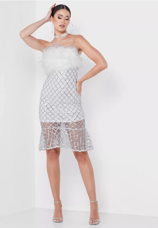 Hollywood Feather Detail Sleeveless Dress-Clothing - Women-Amy Lynn-S-Urbanheer