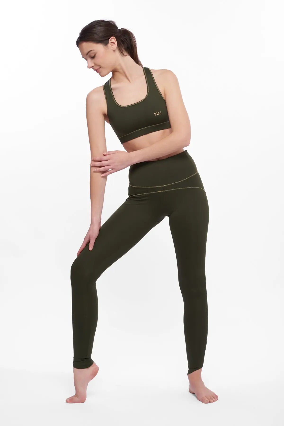 Anahata Khaki/Gold Bra-Yuj Paris-XS-Khaki with gold stitching-Urbanheer