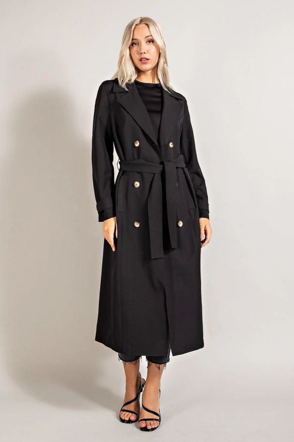 Double Breasted Trench Coat Black-COAT-EDIT by NINE-S-Urbanheer
