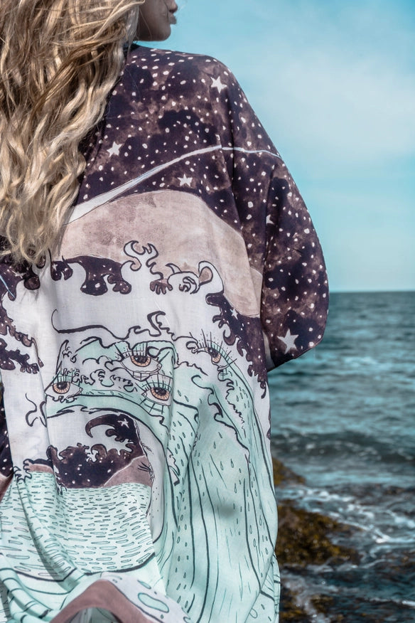 Moonstruck Starduster Bamboo Bohemian Kimono-Kimonos-Market of Stars-length 92cm-Urbanheer