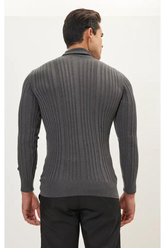 Rt Roll Neck Ribbed Sweater - Anthracite-Ron Tomson-Anthracite-S-Urbanheer