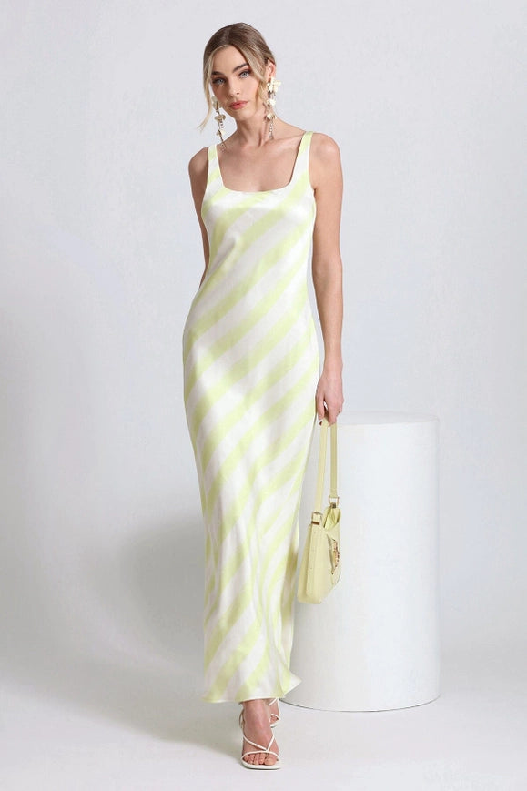 Striped Satin Maxi Slip Dress-dress-Avec Les Filles-Urbanheer