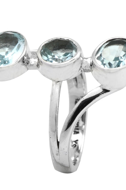 Blue Topaz 925 Sterling Silver Three Stone Ring-Ring-Tiramisu-Urbanheer