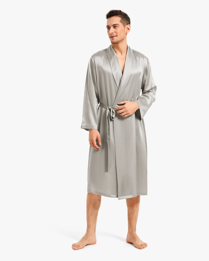 Smooth Silk Robe Cilver Gray-Robe-MommeSilk-XS-Urbanheer