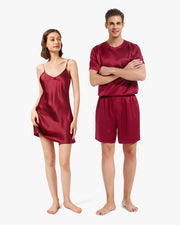 His & Hers Relaxed Silk Pajamas Claret-Pajamas-MommeSilk-XS-Men's-Urbanheer