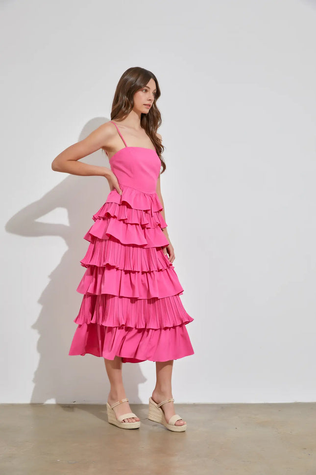 Tiered Ruffle Dress - Candy Pink-Do + Be Collection-Urbanheer