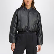 adidas Originals Black faux leather zip-up bomber jacket
