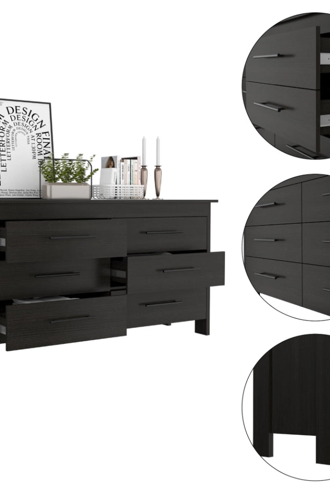 Luxor Six Drawer Double Dresser-Furniture > Cabinets & Storage > Chest of drawers-FM FURNITURE-Urbanheer