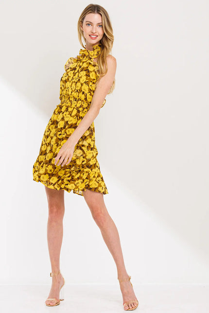 Ruffle Detail Backless Mini Dress - Freesia-Clothing - Women-Neon Blush-Urbanheer