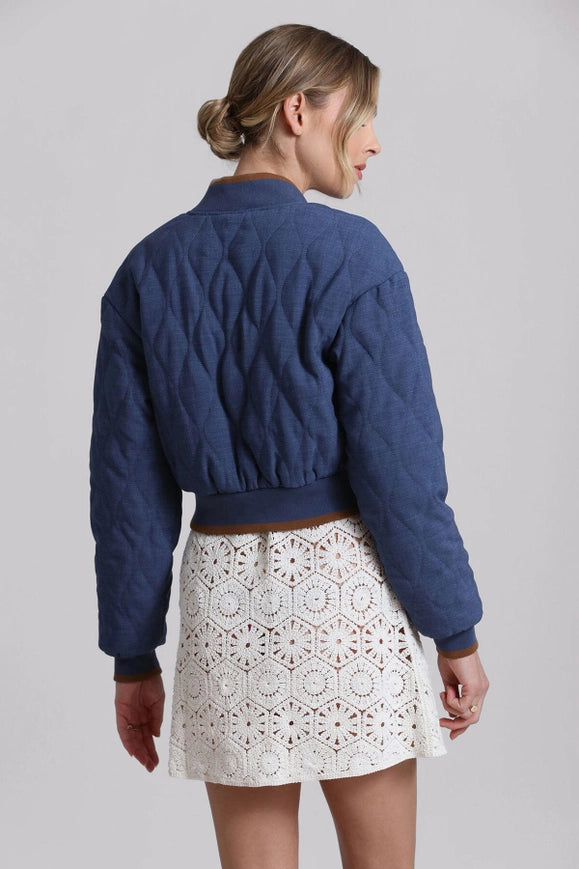 Quilted Chambray Bomber Jacket-Jacket-Avec Les Filles-Urbanheer