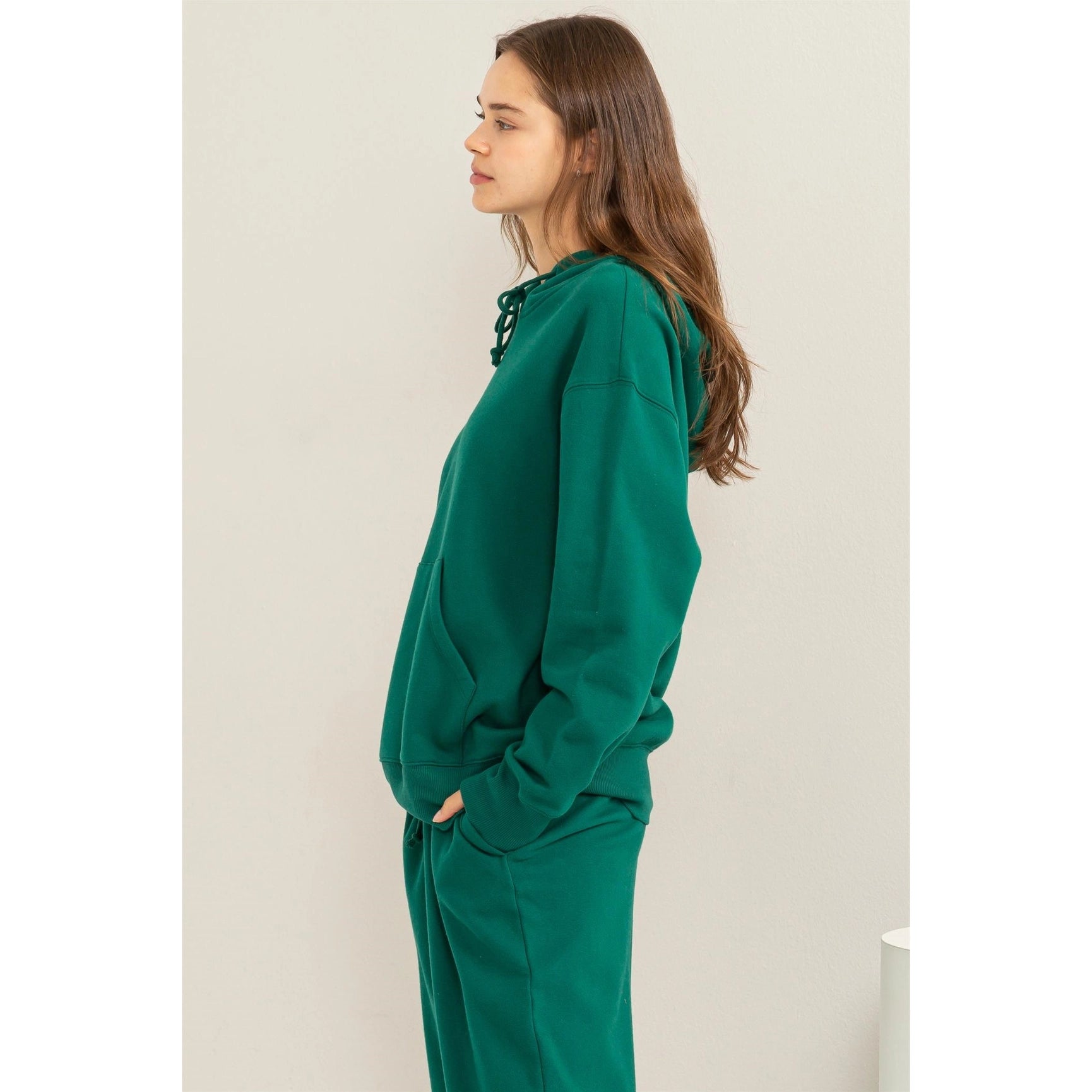 Weekend Chiller Drop Shoulder Oversized Hoodie - Green-Clothing - Women-Street 360-Green-S-Urbanheer