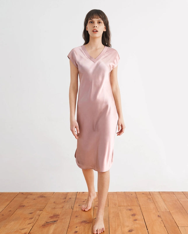 Relaxed Fit Night Gown Rosy Pink-Night Gown-MommeSilk-Urbanheer
