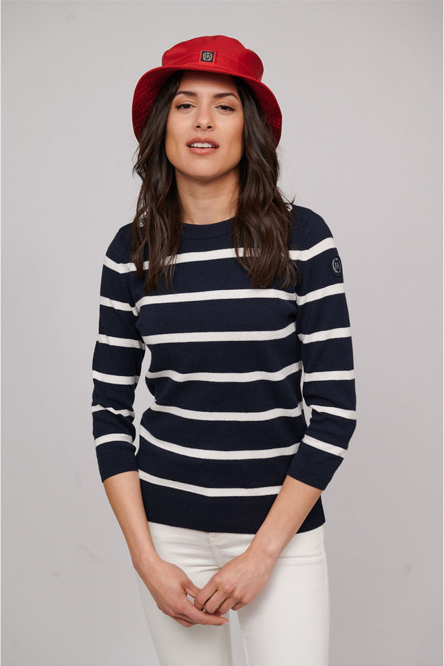 Amanda Luxury Soft Cotton Sweater-Clothing - Women-Henry Arroway-Navy/White-XS-Urbanheer