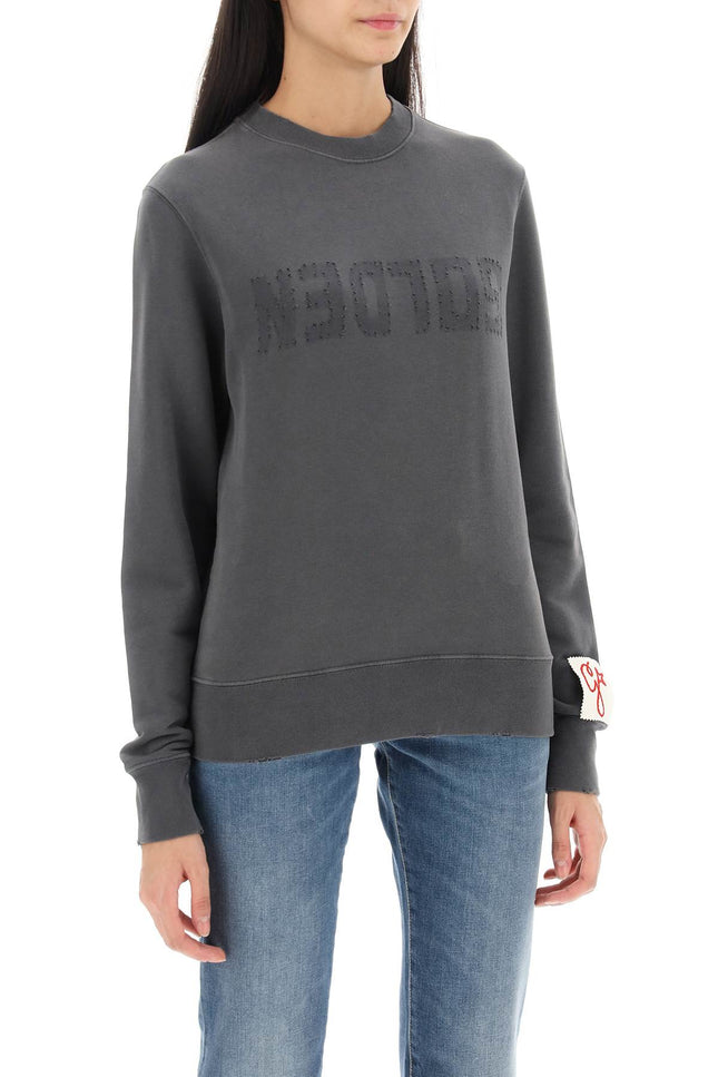 Athena Crew-Neck Sweatshirt With Distressed Logo - Grey