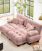 Pink Chenille Loveseat Sofa with Ottoman & Cloud Comfort Cushions