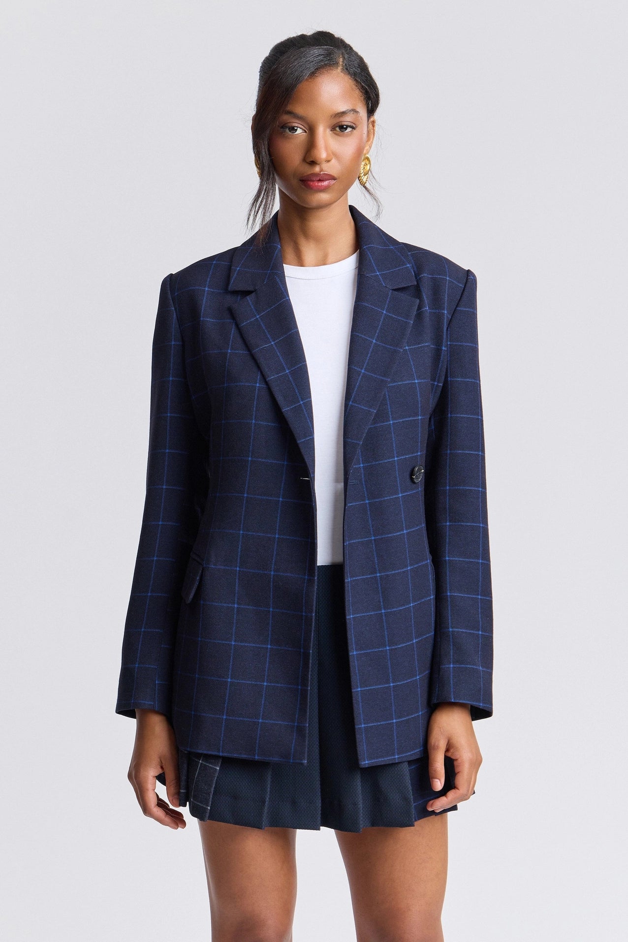 Windowpane Hourglass Tailored Blazer