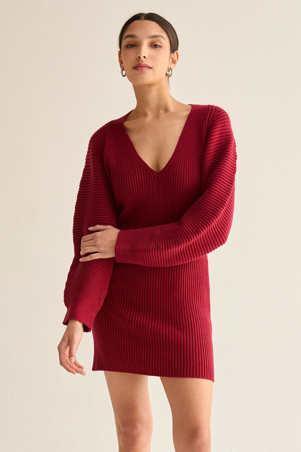 Alondra Dolman Sleeve Mini Sweater Dress