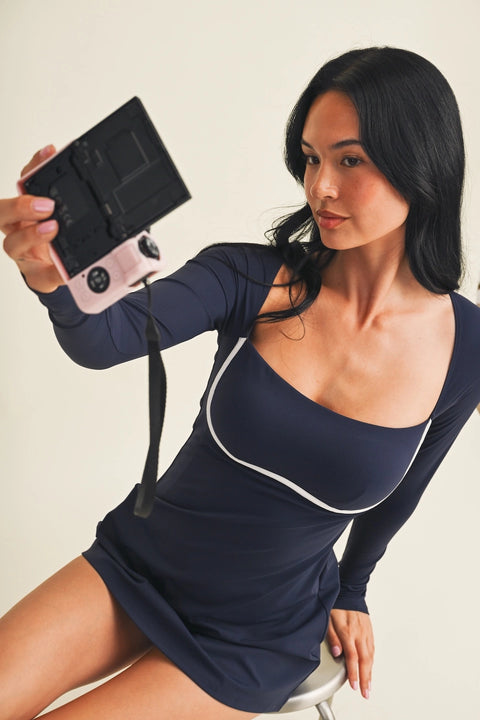 Long Sleeve Sweetheart Dress