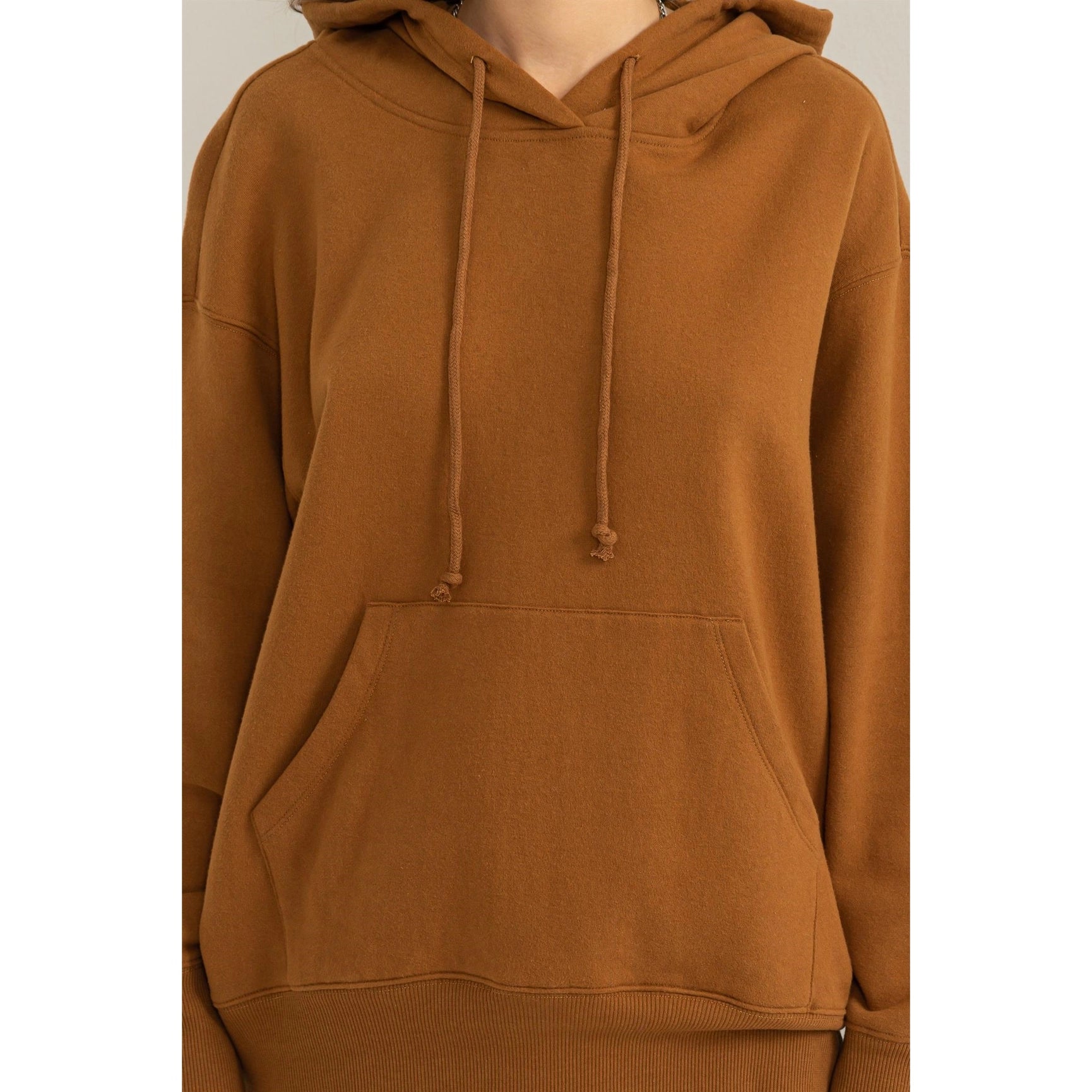 Weekend Chiller Drop Shoulder Oversized Hoodie - Brown-Clothing - Women-Street 360-Brown-S-Urbanheer