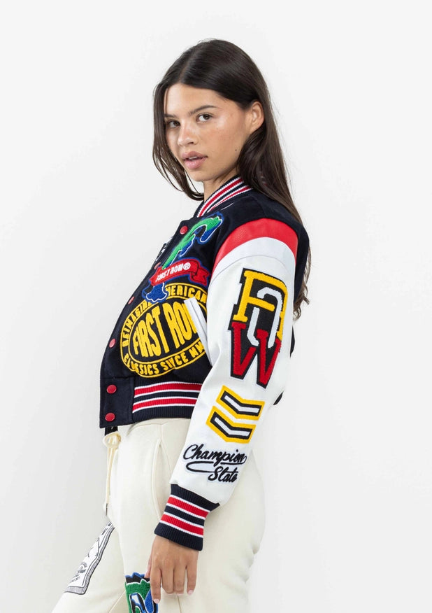 Championship Winner Cropped Varsity Jacket-Jacket-First Row-NAVY-S-Urbanheer
