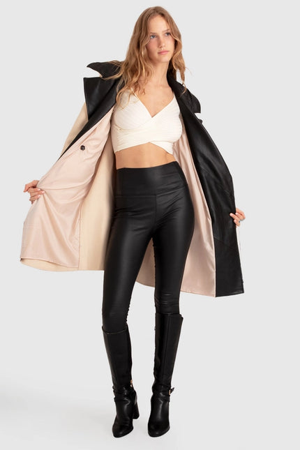 Watch Me Go Oversized Leather Trimmed Coat - Pale Oat-COAT-belle & bloom-Urbanheer