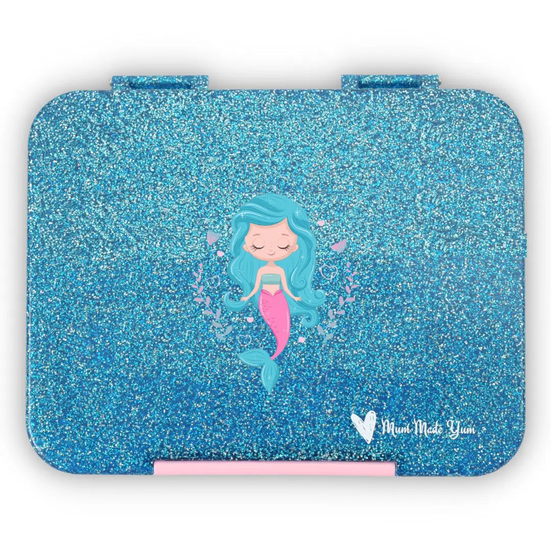 Bento Lunchbox (Large) - Sparkle Blue & Pink Mermaid-Mum Made Yum-Blue-Urbanheer