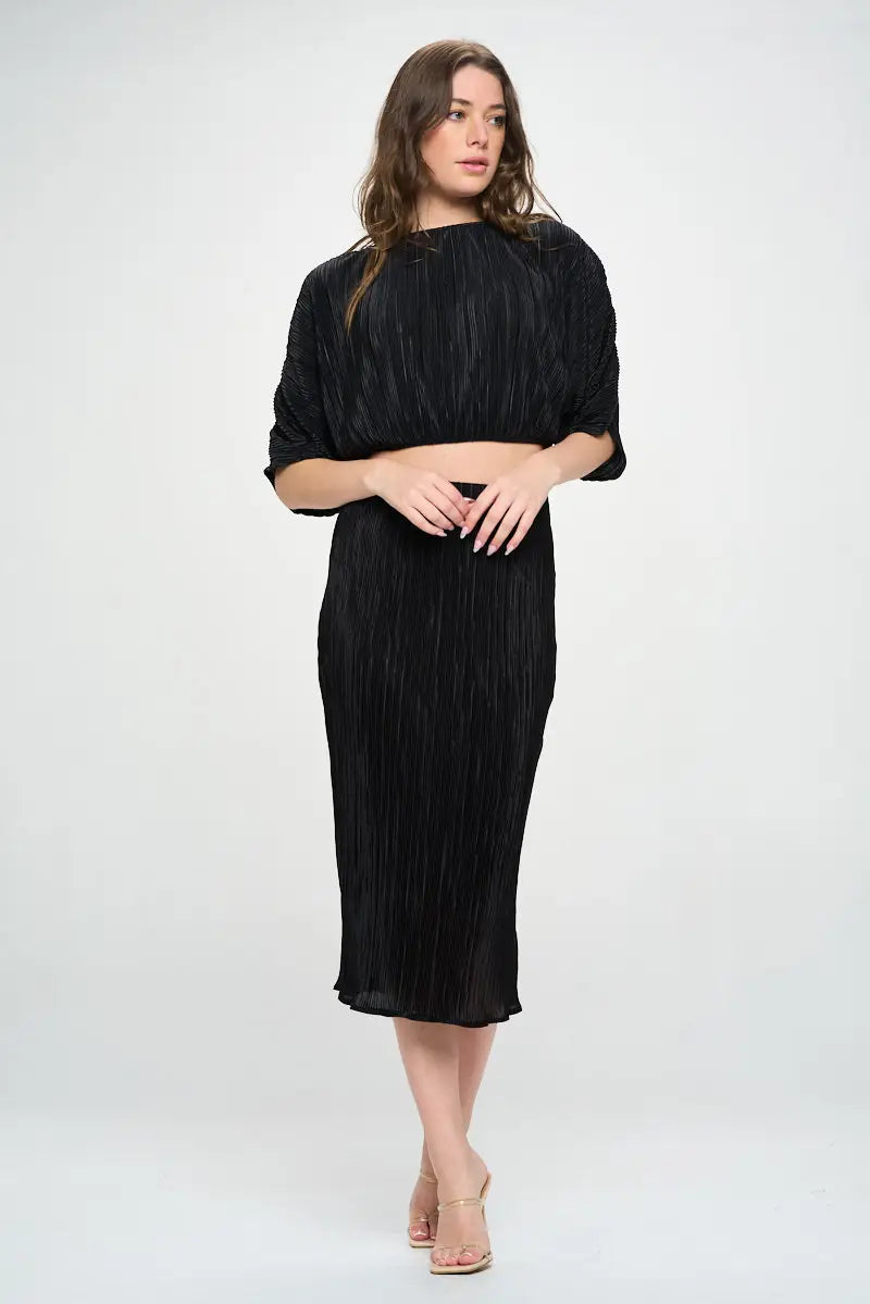 Vibrant Plisse Scoop Neck Crop Top-Renee C.-S-Urbanheer