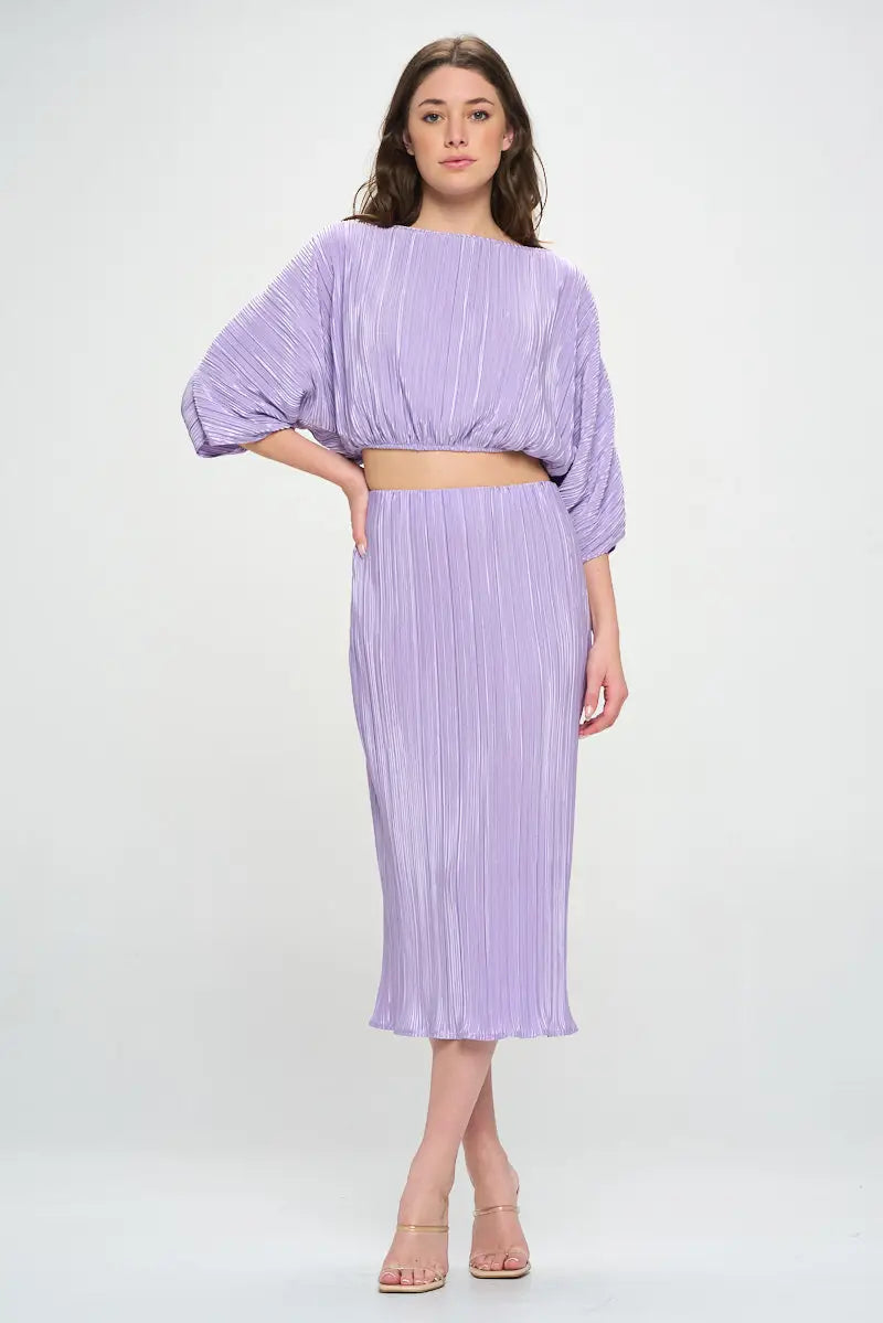 Vibrant Plisse Scoop Neck Crop Top-Renee C.-S-Urbanheer