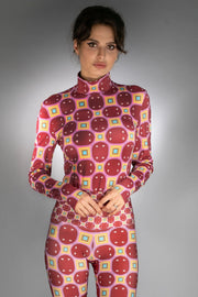 Long Sleeves Stars Rainbow Dark Red Turtleneck Bodysuit-Nuvula-S-Urbanheer