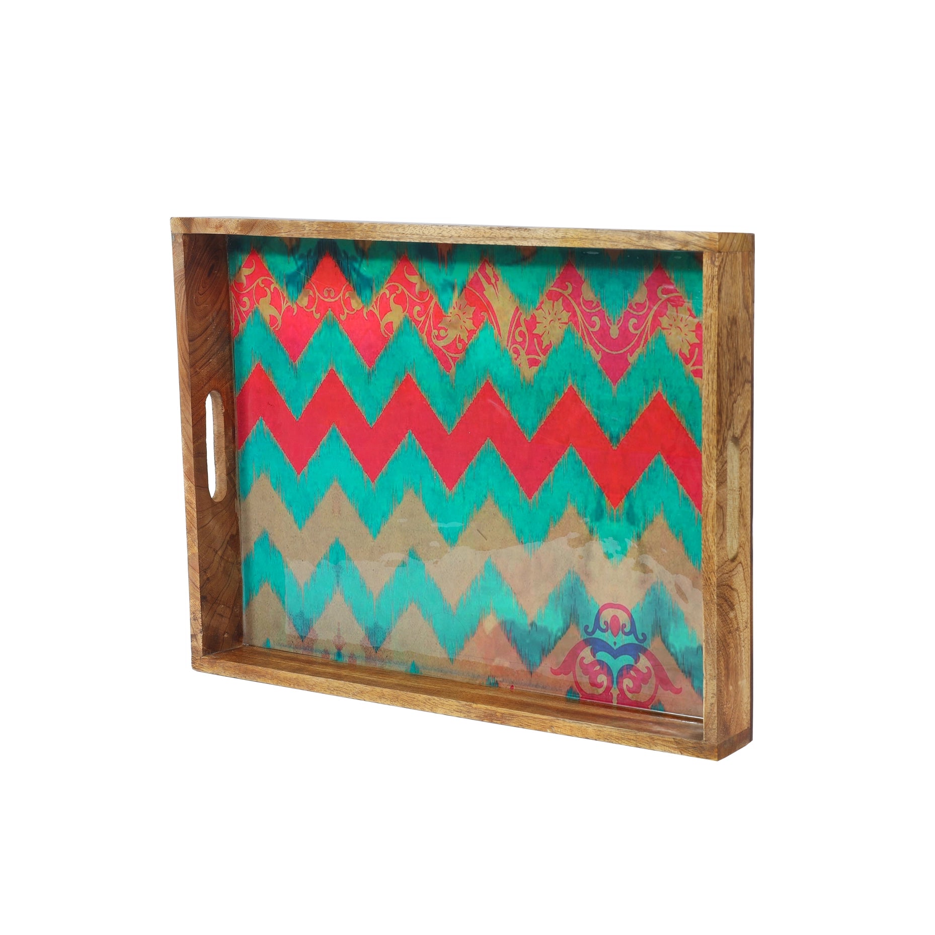 Sunrise Springs Resin And Wood Decorative Trays (Set Of 3)-Tiramisu-Urbanheer