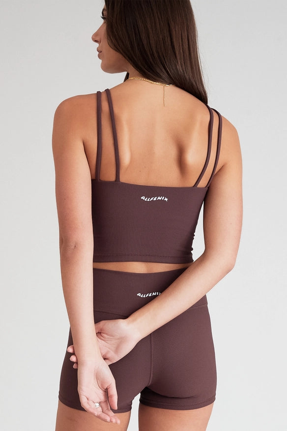 Eco Rib Strappy Crop (Espresso)-Sports bra-All Fenix-XS-Urbanheer