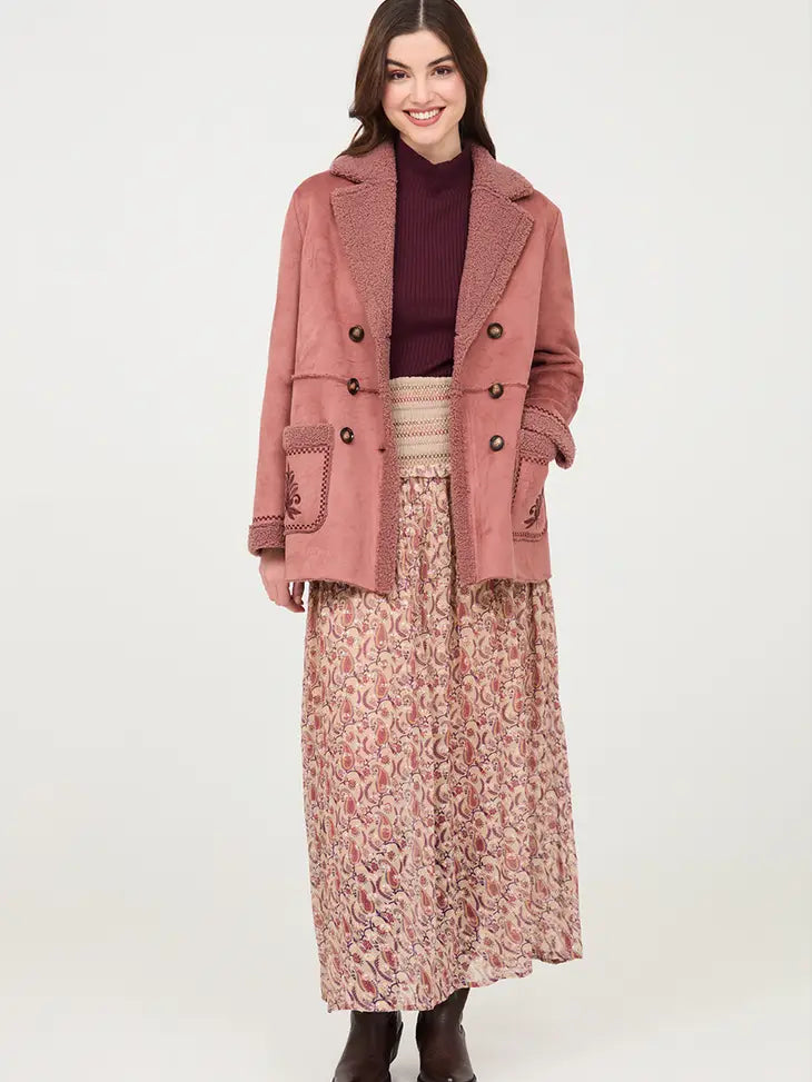Embroidered Women Coat-NKN Nekane-Brick-S-Urbanheer