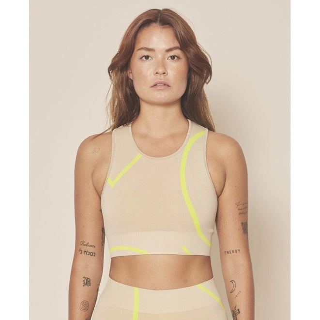 Loud Logo Crop Top - Silver Moon / Cyber Lime-TOP-Moonchild Yoga Wear-S-Urbanheer