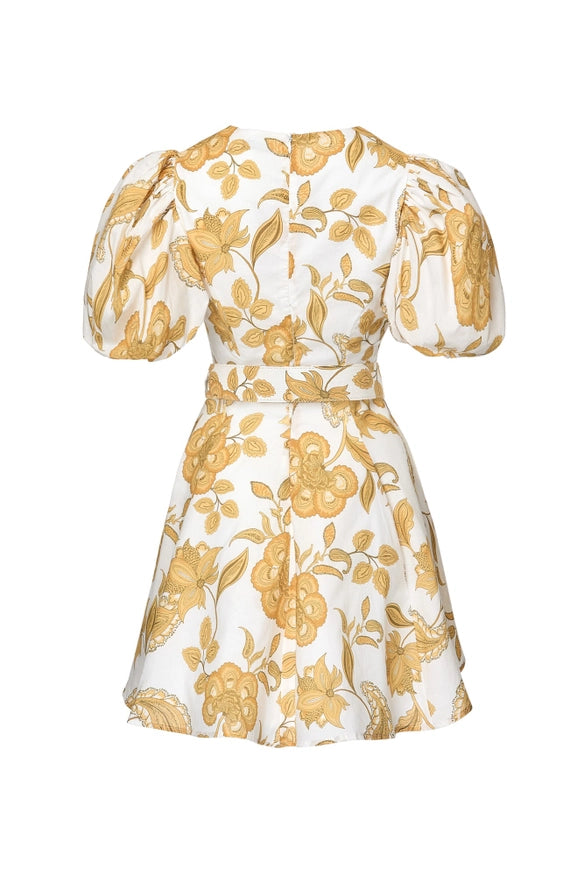 Mini Balloon Sleeve Dress - Paisley Print Golden-Dress-Sofia Irina-Urbanheer