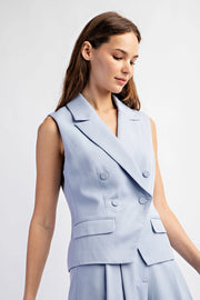 Sleeveless Textured Woven Tailored Vest-Jackets, Vests for Women-EDIT by NINE-S-Urbanheer