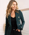 Timeless Fitted Blazer Jacket with Gold Double-Breasted Buttons Bottle Green-Jacket-Attentif Paris-S-Urbanheer