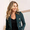Timeless Fitted Blazer Jacket with Gold Double-Breasted Buttons Bottle Green-Jacket-Attentif Paris-S-Urbanheer