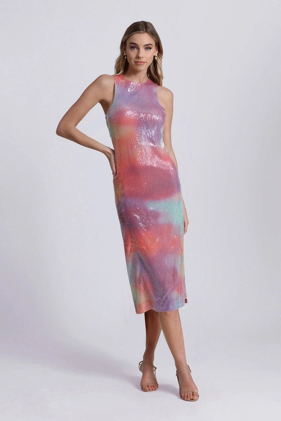 Tie Dye Sequin Cut-Out Midi Dress-Dress-Avec Les Filles-Urbanheer