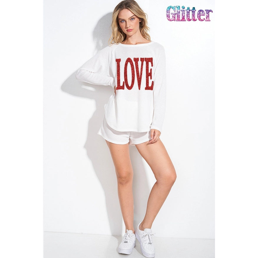 Love Sequin Lounge Set Ivory-Sets-Faith Apparel-S-Urbanheer