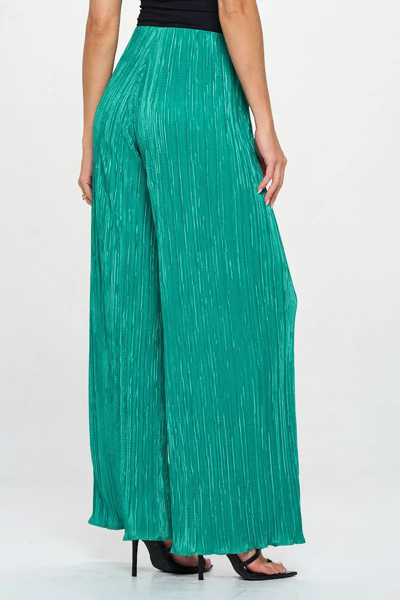 Vibrant Plisse Lined Straight Pants-Renee C.-S-Urbanheer