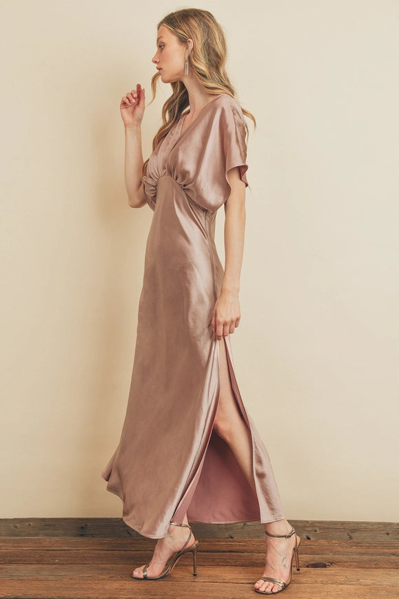 Satin Blouson Maxi Dress Mauve-Maxi Dress-Dress Forum-S-Urbanheer